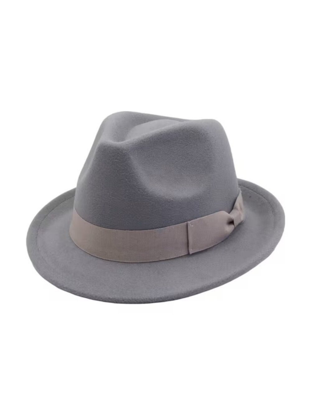 Gray Wide Brim Fedora Hat Classic Vintage Gangster Church Dressy Trilby Unisex